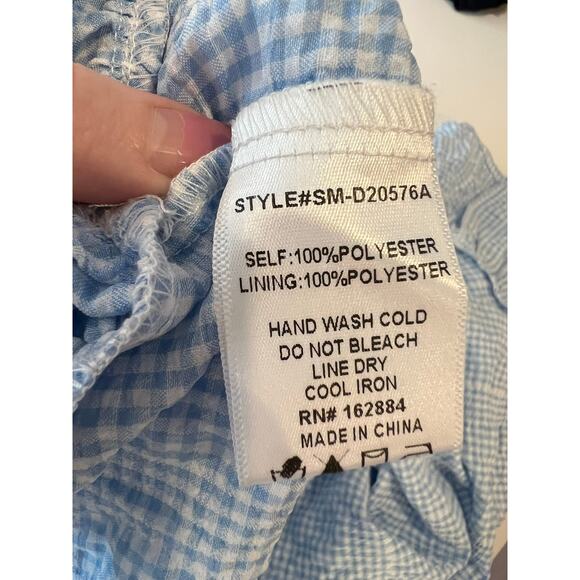 NWT Pink Coconut Blue Gingham Lace Mini Dress Coquette Cottagecore size M - Picture 9 of 12